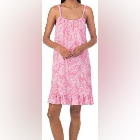Lauren Ralph Lauren Women's Short Nightgown, Pink Paisley, Large - Picture 2 of 9